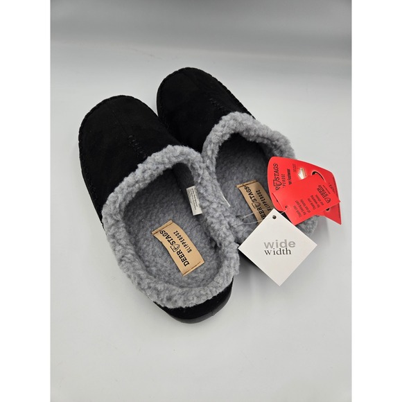 Deer Stags Nordic Slipperooz Men's Wide Width Indoor Outdoor Black Slippers 9W - Picture 4 of 16